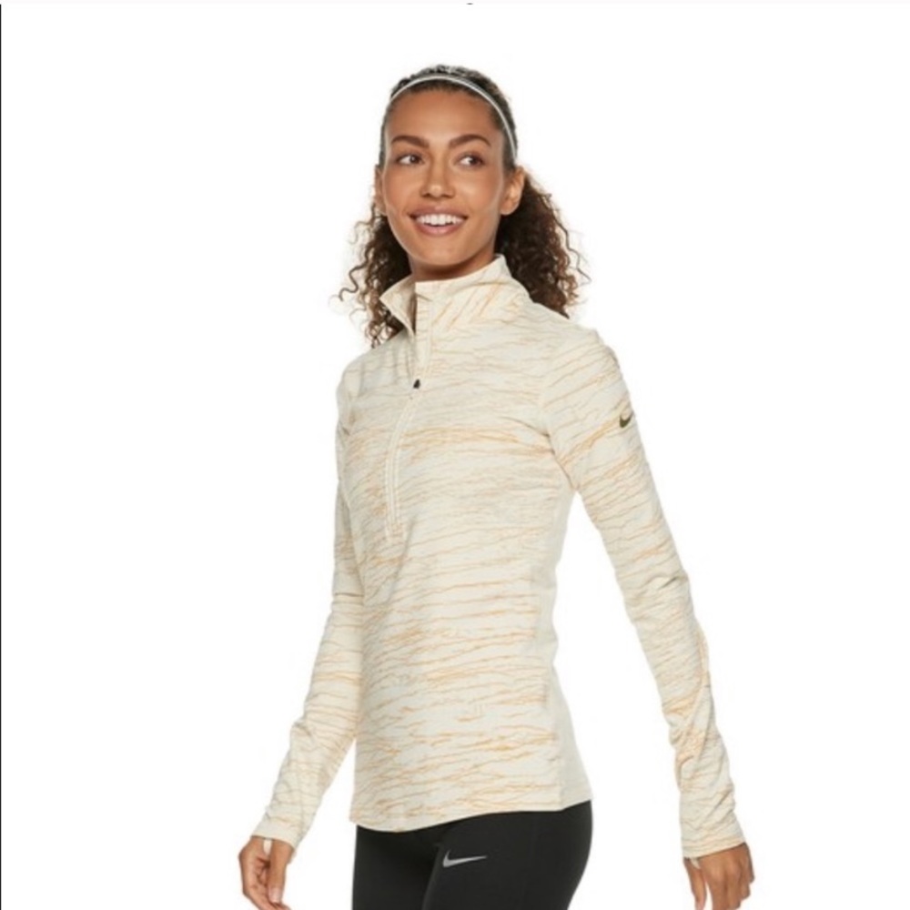 Nike Crackle Gold Ivory Half Zip Pullover DriFit